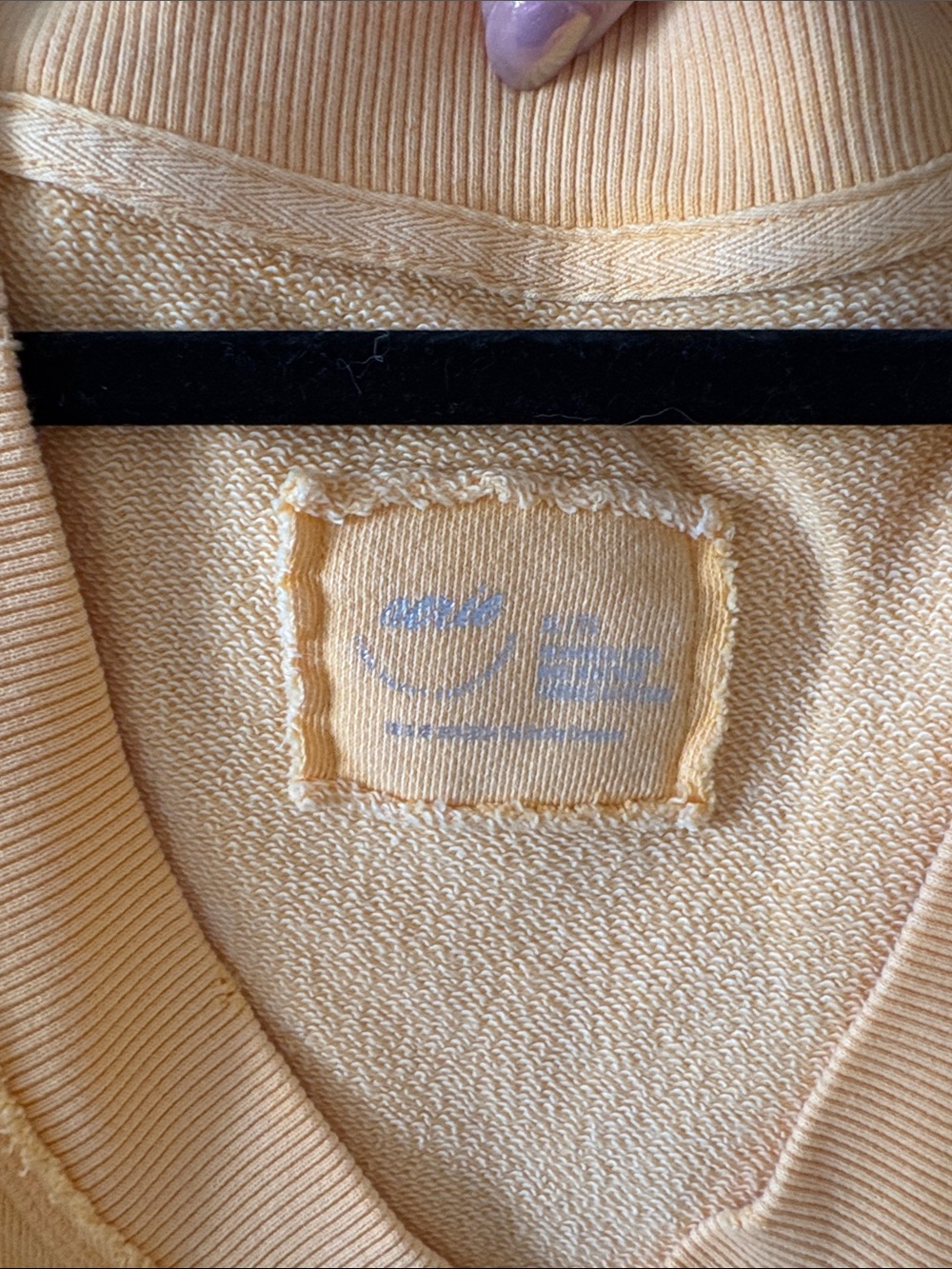 aerie women’s Washed Blue Quarter-snap Sweatshirt and Yellow V-neck sweatshirt - Picture 3 of 9